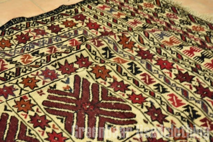 RAGS022 トライバルラグ 196cm×129cm アフガンキリム 手織り