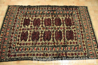 RAGS022 トライバルラグ 196cm×129cm アフガンキリム 手織り