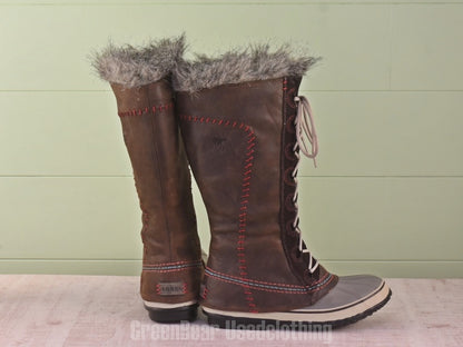E112 レディース SOREL スノーブーツ 茶×グレー 40 25cm