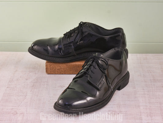 E714 USA製 BATES 米軍サービスシューズ ワイズ細め エナメル 黒 メンズ 10D 28cm