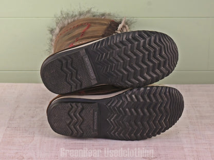 E112 レディース SOREL スノーブーツ 茶×グレー 40 25cm