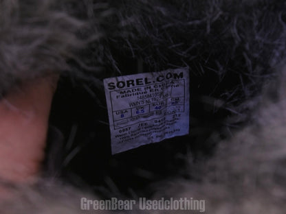 E112 レディース SOREL スノーブーツ 茶×グレー 40 25cm