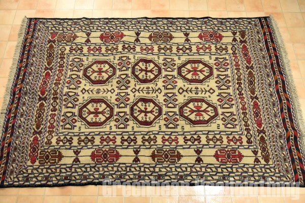 RAGS038 トライバルラグ 187cm×122cm アフガンキリム 手織り