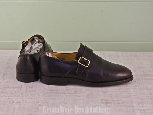 E114 ビンテージ モンクストラップシューズ 茶 メンズ 39.5 24.5cm
