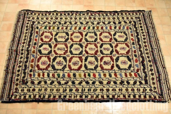 RAGS040 トライバルラグ 180cm×121cm アフガンキリム 手織り