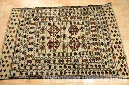 RAGS041 トライバルラグ 176cm×121cm アフガンキリム 手織り