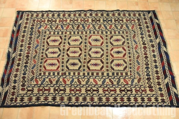 RAGS051 トライバルラグ 181cm×120cm アフガンキリム 手織り