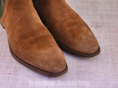 E752 イギリス製 CROCKETT&JONES ビンテージ サイドゴアブーツ スウェード 茶 メンズ 7.5 25.5cm