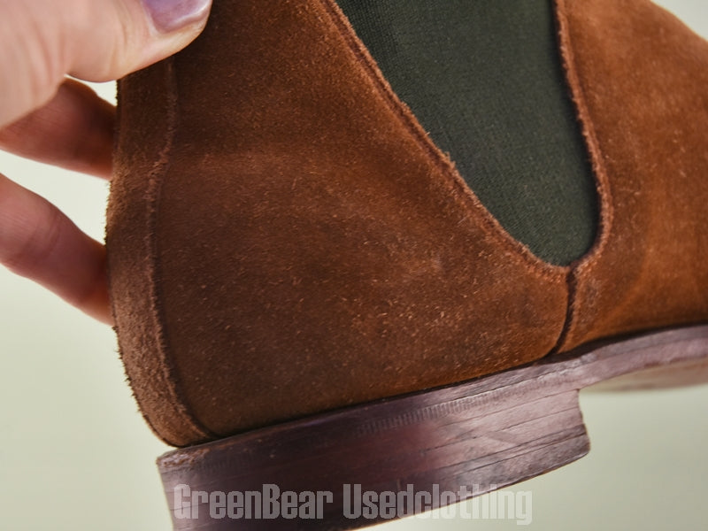 E752 イギリス製 CROCKETT&JONES ビンテージ サイドゴアブーツ スウェード 茶 メンズ 7.5 25.5cm
