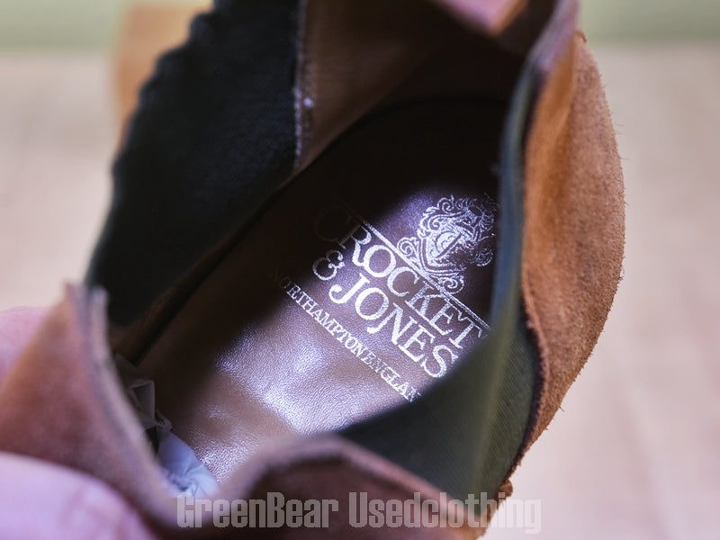 E752 イギリス製 CROCKETT&JONES ビンテージ サイドゴアブーツ スウェード 茶 メンズ 7.5 25.5cm