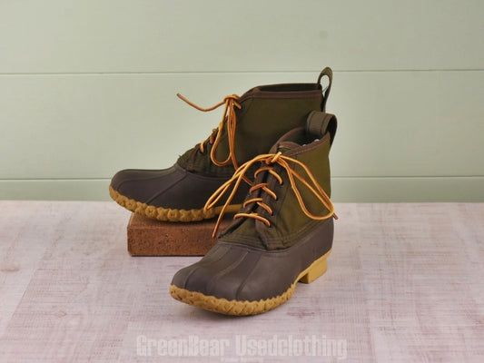 E163 USA製 L.L.Bean ビーンブーツ ナイロン カーキ レディース 23cmくらい