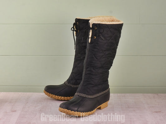 E766 USA製 L.L.Bean ビーンブーツ ナイロン 紺 レディース W7M 24cm