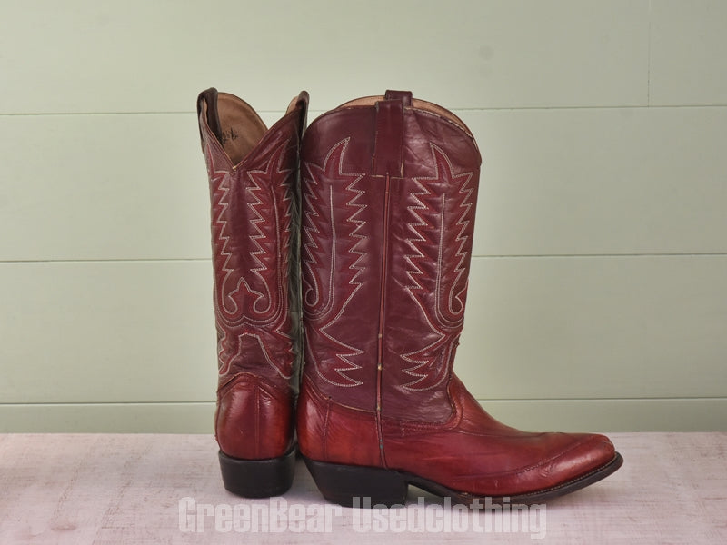 E767 メキシコ製 Botas LAREDO ビンテージ ウエスタンブーツ ウナギ革 エンジ メンズ 26.5cm
