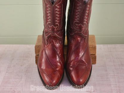 E767 メキシコ製 Botas LAREDO ビンテージ ウエスタンブーツ ウナギ革 エンジ メンズ 26.5cm