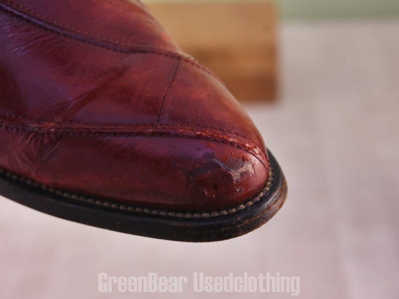 E767 メキシコ製 Botas LAREDO ビンテージ ウエスタンブーツ ウナギ革 エンジ メンズ 26.5cm
