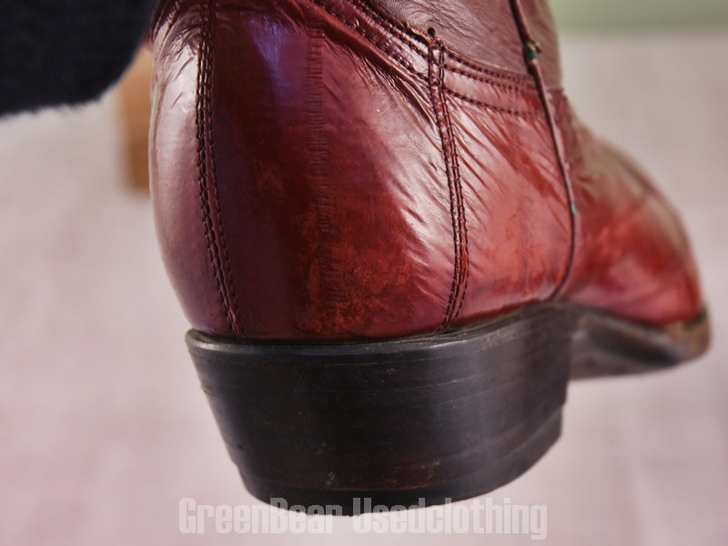 E767 メキシコ製 Botas LAREDO ビンテージ ウエスタンブーツ ウナギ革 エンジ メンズ 26.5cm