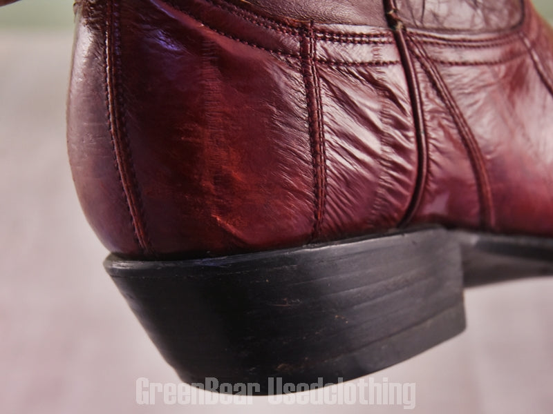 E767 メキシコ製 Botas LAREDO ビンテージ ウエスタンブーツ ウナギ革 エンジ メンズ 26.5cm
