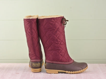 E232 USA製 L.L.Bean ビーンブーツ ナイロン エンジ レディース 8M 25cm