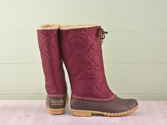 E232 USA製 L.L.Bean ビーンブーツ ナイロン エンジ レディース 8M 25cm