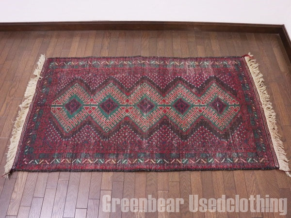 RAGQ207 未使用品 アフガンラグ ビンテージトライバルラグ ウール絨毯 150cm×88cm