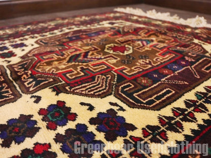 RAGQ208 未使用品 アフガンラグ ビンテージトライバルラグ ウール絨毯 141cm×97cm