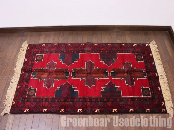 RAGQ209 未使用品 アフガンラグ ビンテージトライバルラグ ウール絨毯 146cm×87cm