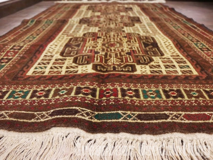 RAGQ211 未使用品 アフガンラグ ビンテージトライバルラグ ウール絨毯 148cm×88cm