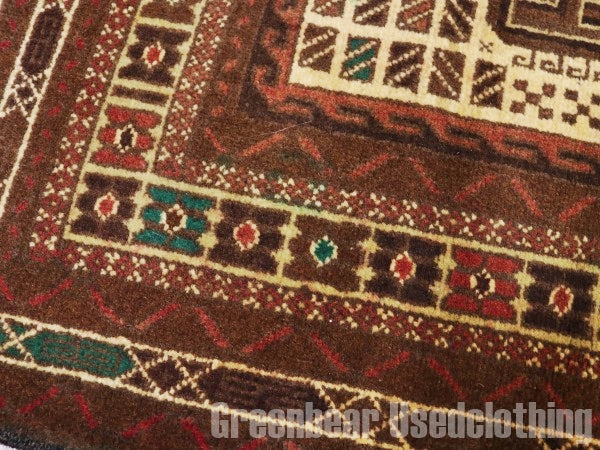 RAGQ211 未使用品 アフガンラグ ビンテージトライバルラグ ウール絨毯 148cm×88cm