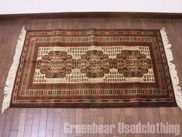 RAGQ211 未使用品 アフガンラグ ビンテージトライバルラグ ウール絨毯 148cm×88cm