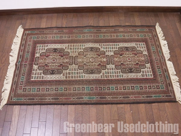 RAGQ211 未使用品 アフガンラグ ビンテージトライバルラグ ウール絨毯 148cm×88cm