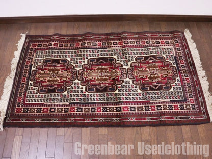 RAGQ213 未使用品 アフガンラグ ビンテージトライバルラグ ウール絨毯 154cm×89.5cm
