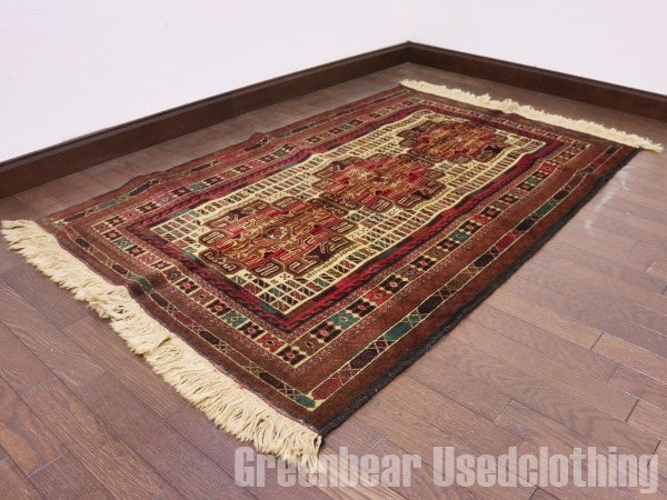 RAGQ218 未使用品 アフガンラグ ビンテージトライバルラグ ウール絨毯 140cm×87.5cm