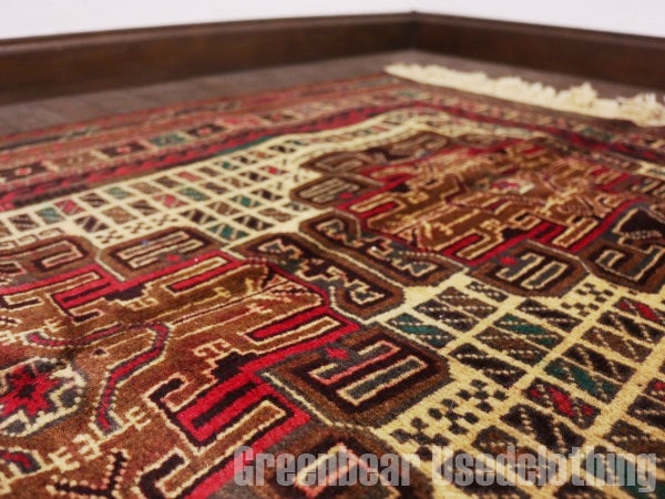 RAGQ218 未使用品 アフガンラグ ビンテージトライバルラグ ウール絨毯 140cm×87.5cm