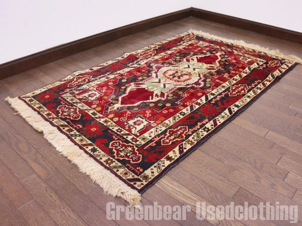 RAGQ222 未使用品 アフガンラグ ビンテージトライバルラグ ウール絨毯 145cm×87cm