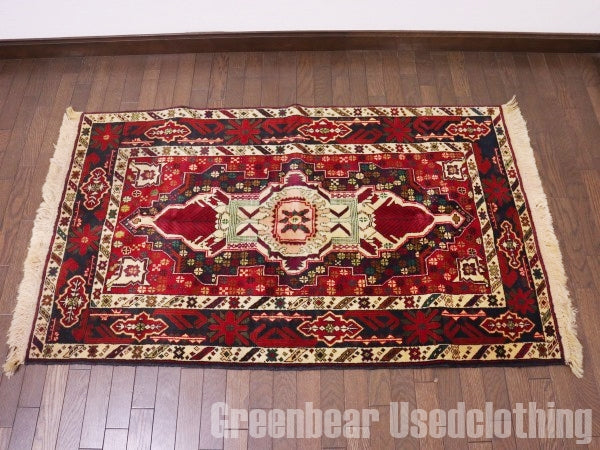 RAGQ222 未使用品 アフガンラグ ビンテージトライバルラグ ウール絨毯 145cm×87cm