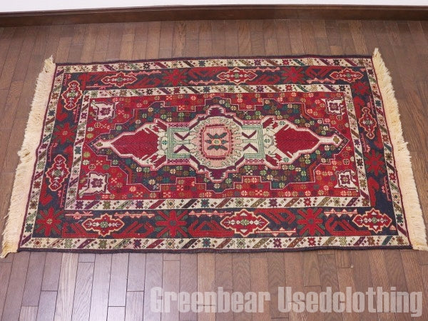 RAGQ222 未使用品 アフガンラグ ビンテージトライバルラグ ウール絨毯 145cm×87cm