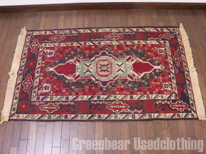 RAGQ222 未使用品 アフガンラグ ビンテージトライバルラグ ウール絨毯 145cm×87cm