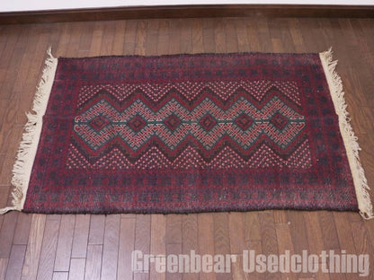 RAGQ225 未使用品 アフガンラグ ビンテージトライバルラグ ウール絨毯 137cm×83cm