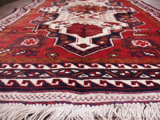 RAGQ227 未使用品 アフガンラグ ビンテージトライバルラグ ウール絨毯 145cm×89.5cm