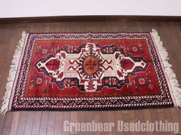 RAGQ227 未使用品 アフガンラグ ビンテージトライバルラグ ウール絨毯 145cm×89.5cm