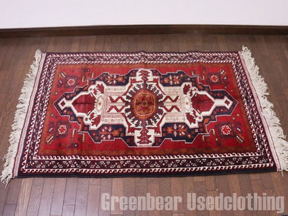 RAGQ227 未使用品 アフガンラグ ビンテージトライバルラグ ウール絨毯 145cm×89.5cm