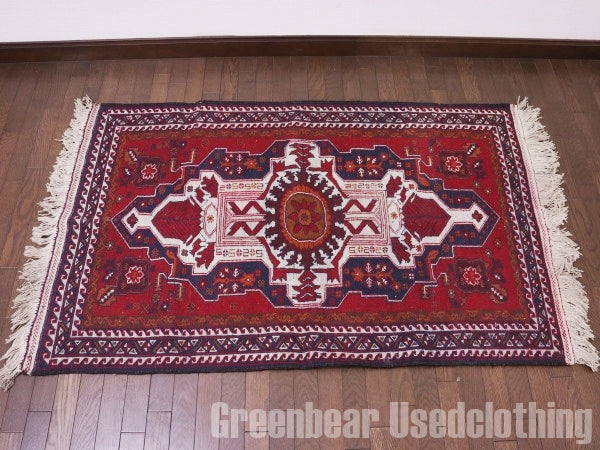RAGQ227 未使用品 アフガンラグ ビンテージトライバルラグ ウール絨毯 145cm×89.5cm