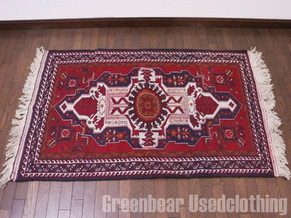 RAGQ227 未使用品 アフガンラグ ビンテージトライバルラグ ウール絨毯 145cm×89.5cm