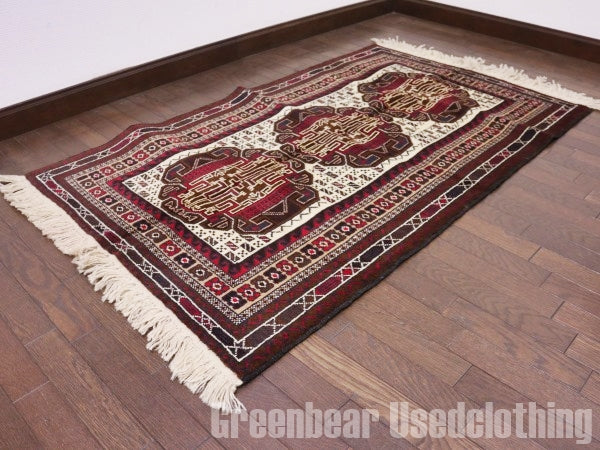 RAGQ229 未使用品 アフガンラグ ビンテージトライバルラグ ウール絨毯 141cm×85cm
