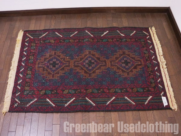 RAGQ230 未使用品 アフガンラグ ビンテージトライバルラグ ウール絨毯 142cm×94cm