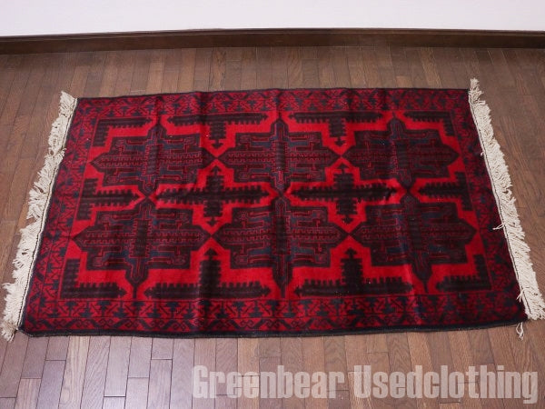 RAGQ234 未使用品 アフガンラグ ビンテージトライバルラグ ウール絨毯 150cm×93cm