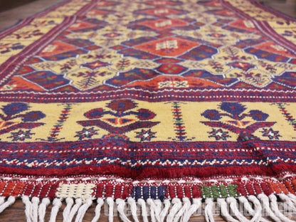 RAGQ236 未使用品 アフガンラグ ビンテージトライバルラグ ウール絨毯 158cm×101cm