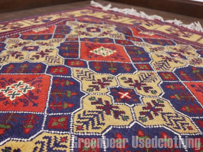 RAGQ236 未使用品 アフガンラグ ビンテージトライバルラグ ウール絨毯 158cm×101cm