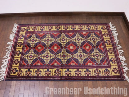 RAGQ236 未使用品 アフガンラグ ビンテージトライバルラグ ウール絨毯 158cm×101cm