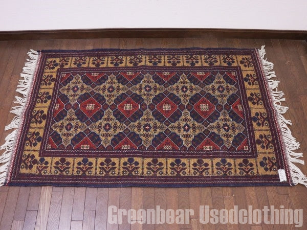 RAGQ236 未使用品 アフガンラグ ビンテージトライバルラグ ウール絨毯 158cm×101cm